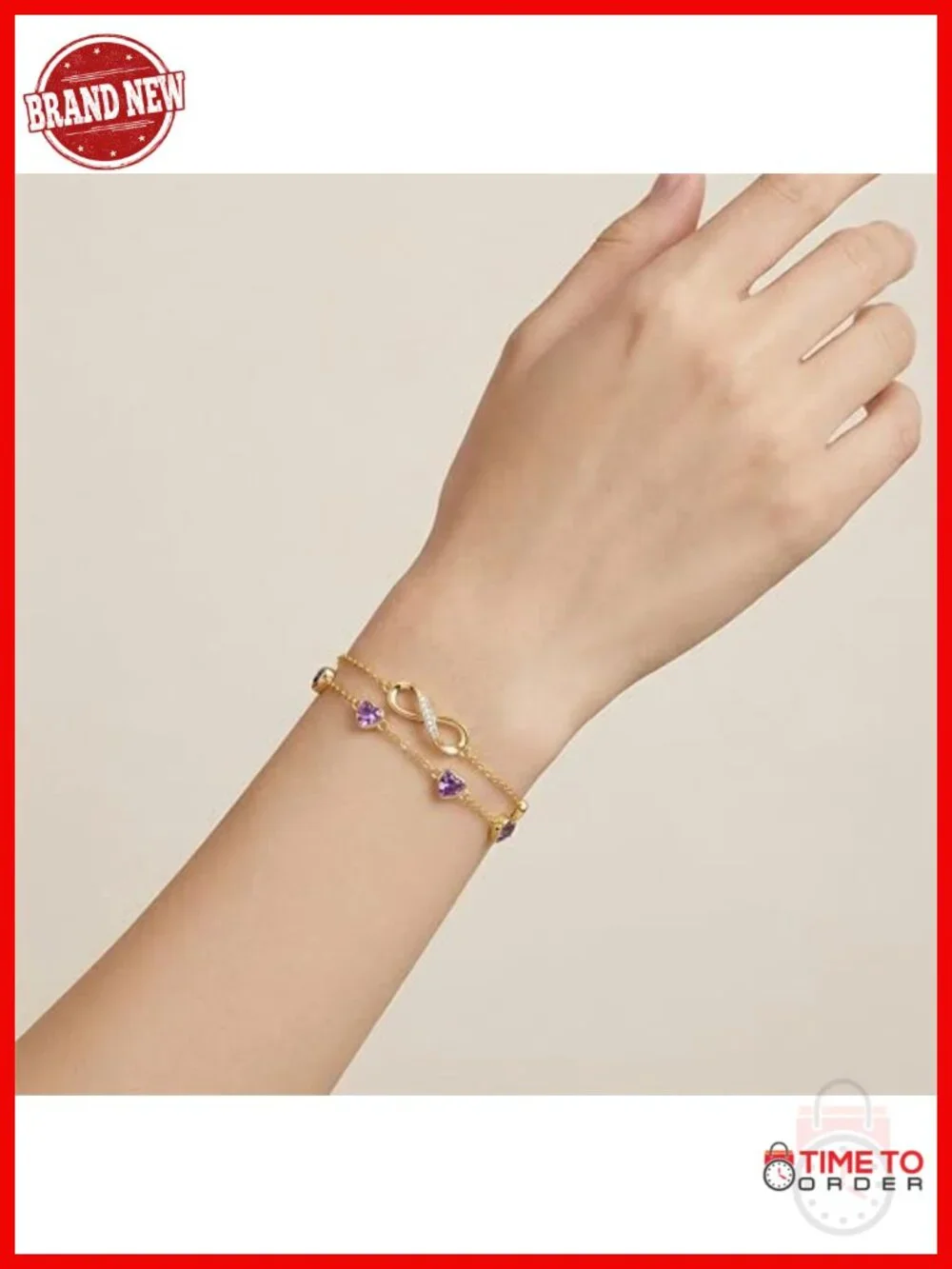 Infinity Birthstone Charm Link Bracelet/Anklet 925 Sterling Silver Adjustable